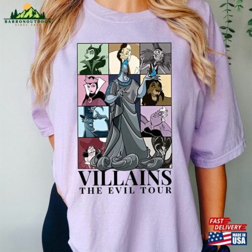 Retro Disney Villains Evil Tour Shirt Villians Characters Concert Music T-Shirt Classic