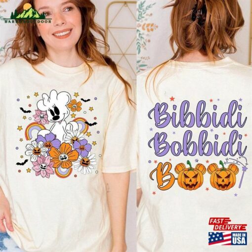 Retro Floral Disneyland Minnie Ghost Shirt Bibbidi Bobbidi Boo Halloween 2023 Princess Unisex Classic