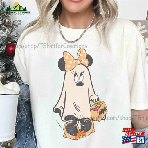 Retro Halloween Minnie Ghost Shirt Mickey Spooky Season Pumpkin Tshirt Sweatshirt Unisex