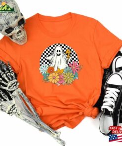Retro Halloween Shirt Vintage Floral Ghost Fall Unisex Sweatshirt