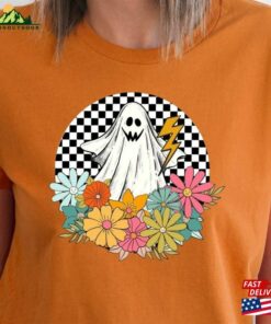 Retro Halloween Shirt Vintage Floral Ghost Fall Unisex Sweatshirt