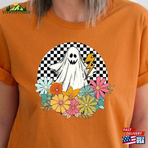 Retro Halloween Shirt Vintage Floral Ghost Fall Unisex Sweatshirt