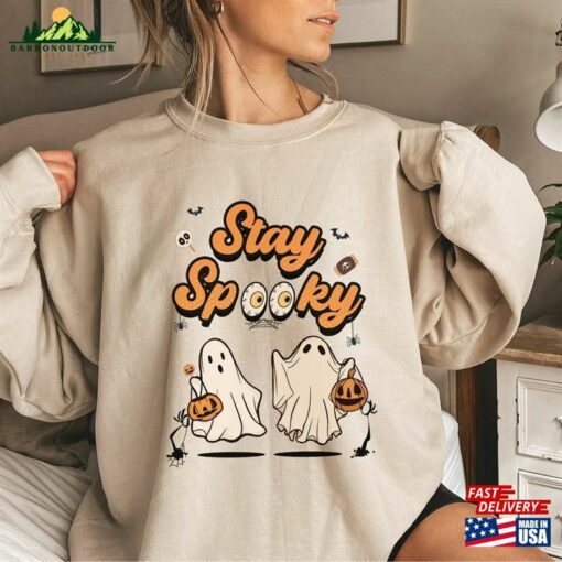 Retro Halloween Sweatshirt Stay Spooky Sweater Cute Ghost Classic