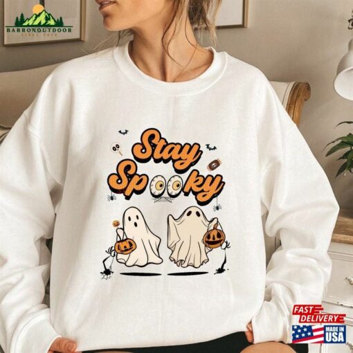 Retro Halloween Sweatshirt Stay Spooky Sweater Cute Ghost Classic