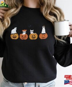 Retro Halloween Sweatshirt Vintage Sweater Pumpkin Ghost Cat Hoodie T Shirt 3