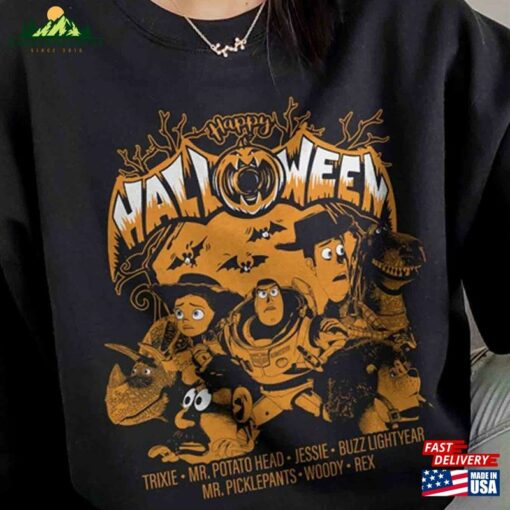 Retro Happy Halloween Toy Story Characters Sweatshirt Comfort Colors Shirt T-Shirt