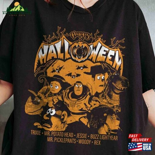 Retro Happy Halloween Toy Story Characters Sweatshirt Comfort Colors Shirt T-Shirt