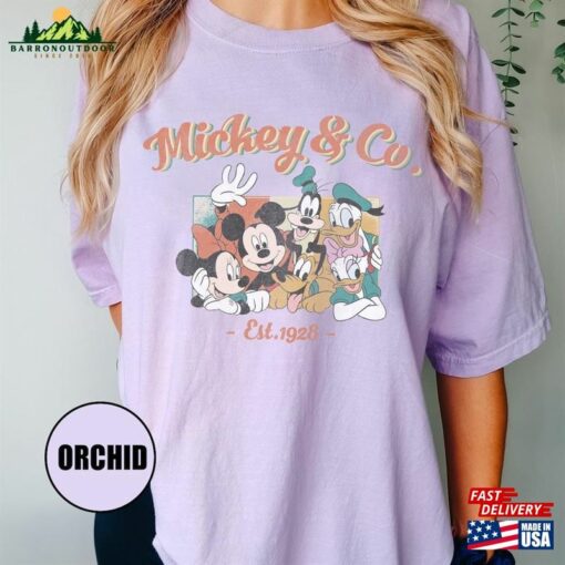 Retro Mickey And Co Comfort Colors Shirt Friends Disneyland Halloween Sweatshirt Hoodie