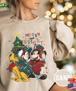 Retro Mickey And Friends Christmas Sweater Merry Bright Sweatshirt Vintage Disney Hoodie