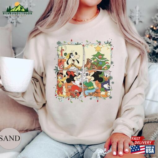 Retro Mickey And Friends Christmas Sweatshirt Vintage Disney Merry Shirt Disneyland Hoodie Unisex