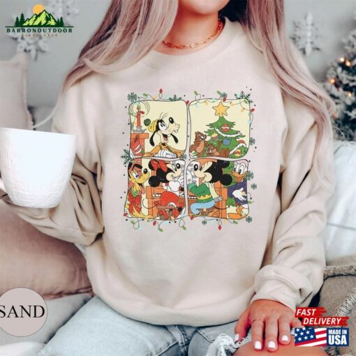 Retro Mickey And Friends Christmas Sweatshirt Vintage Disney Merry Shirt Disneyland Unisex Hoodie