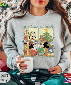 Retro Mickey And Friends Christmas Sweatshirt Vintage Disney Merry Shirt Disneyland Unisex Hoodie