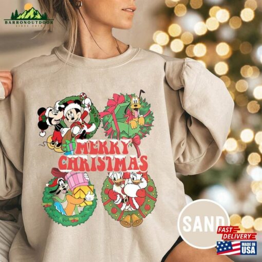 Retro Mickey And Friends Comfort Color Shirt Christmas Disney Family Holiday Trip Unisex Hoodie