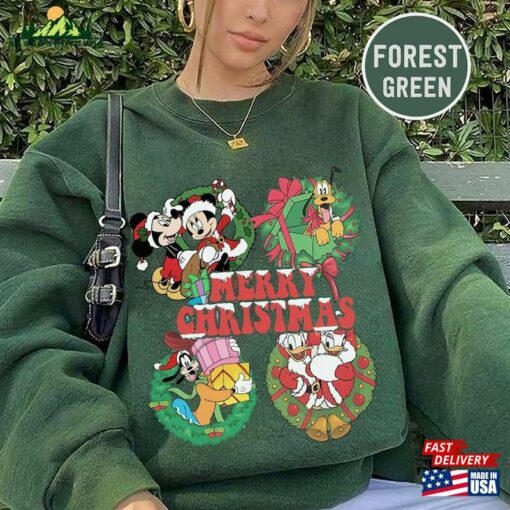 Retro Mickey And Friends Comfort Color Shirt Christmas Disney Family Holiday Trip Unisex Hoodie