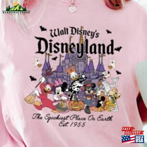 Retro Mickey And Friends Shirt Vintage Disneyland Halloween Est 1955 The Spookiest Place On Earth Disney Castle Unisex Sweatshirt