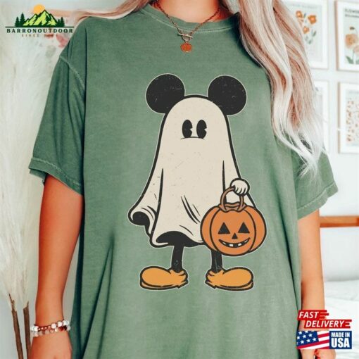 Retro Mickey Ghost Halloween Comfort Colors Shirt Spooky Season Not So Scary Classic Hoodie