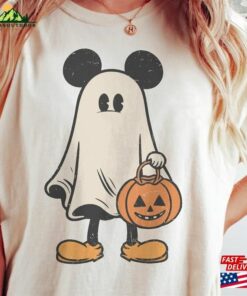 Retro Mickey Ghost Halloween Comfort Colors Shirt Spooky Season Not So Scary Classic Hoodie