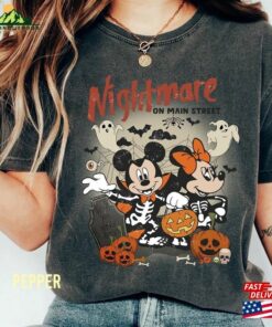 Retro Mickey Minnie Halloween Comfort Color Shirt Nightmare On The Main Street Unisex T-Shirt Party Tee Classic Hoodie