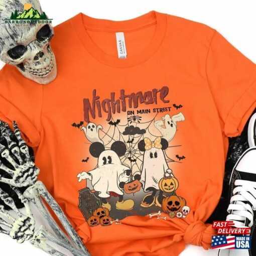 Retro Mickey Minnie Halloween Shirt Nightmare On The Main Street 2023 Unisex T-Shirt