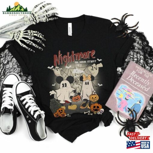 Retro Mickey Minnie Halloween Shirt Nightmare On The Main Street 2023 Unisex T-Shirt