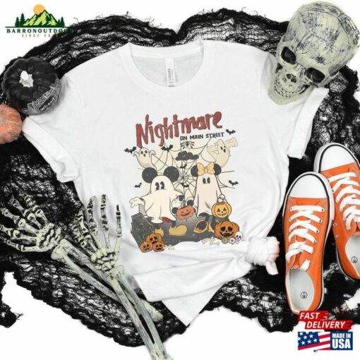 Retro Mickey Minnie Halloween Shirt Nightmare On The Main Street 2023 Unisex T-Shirt