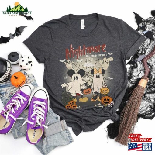 Retro Mickey Minnie Halloween Shirt Nightmare On The Main Street 2023 Unisex T-Shirt