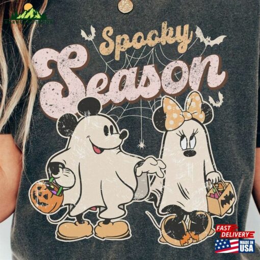 Retro Mickey Minnie Halloween Shirt Spooky Season Disney Hoodie Classic