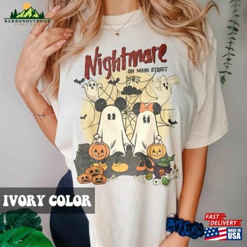 Retro Mickey Minnie Halloween Shirt Vintage Nightmare On The Main Street Disney Ghost T-Shirt Sweatshirt