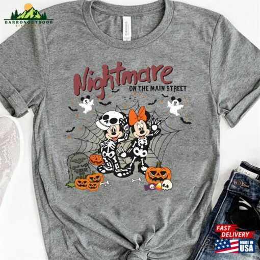 Retro Mickey Minnie Halloween Skeleton Shirt Classic Unisex