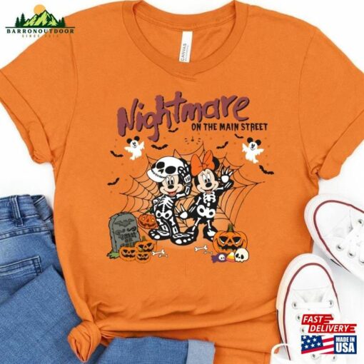 Retro Mickey Minnie Halloween Skeleton Shirt Classic Unisex