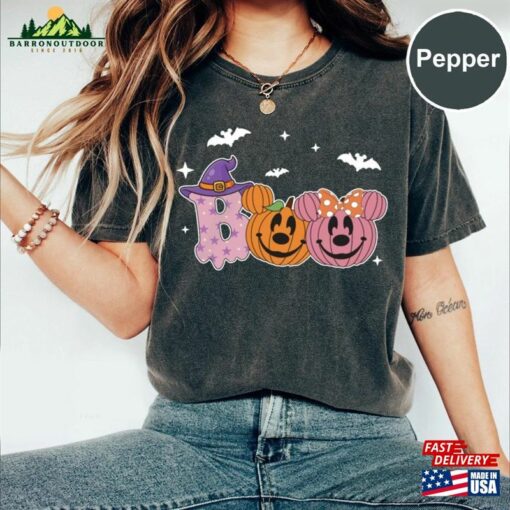 Retro Mouse Pumpkin Shirt Mickey Minnie Vintage Disney Boo T-Shirt Hoodie