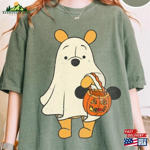 Retro Pooh Ghost Halloween Comfort Colors Shirt Disney Spooky Season Mickey Hoodie Sweatshirt