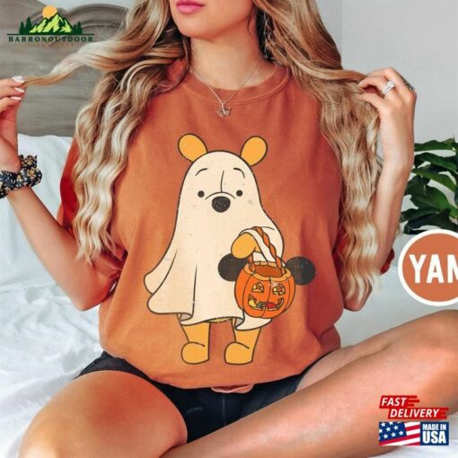 Retro Pooh Ghost Halloween Comfort Colors Shirt Disney Spooky Season Mickey Hoodie Sweatshirt