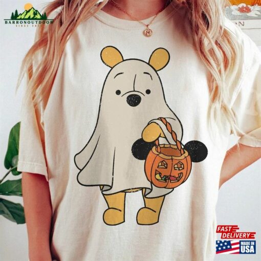 Retro Pooh Ghost Halloween Comfort Colors Shirt Disney Spooky Season Mickey Hoodie Unisex