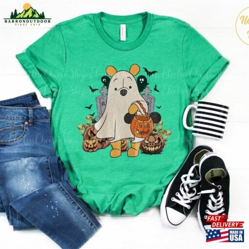 Retro Pooh Ghost Halloween Comfort Colors Shirt Disney Spooky Season Mickey Unisex Sweatshirt