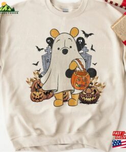 Retro Pooh Ghost Halloween Comfort Colors Shirt Disney Spooky Season Mickey Unisex Sweatshirt