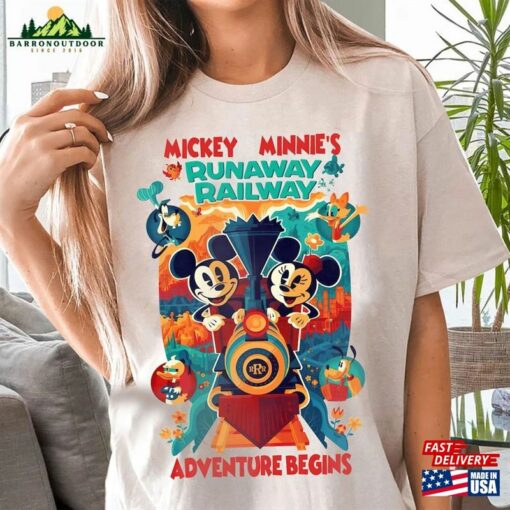 Retro Runaway Railway Mickey Minnie Pluto Chuuby Shirt Disneyland Park T-Shirt Walt Disney World 2023 Tee Unisex Classic