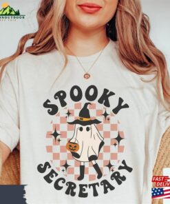 Retro Spooky Secretary Halloween Ghost T-Shirt Tee Vintage Shirt For Her Classic