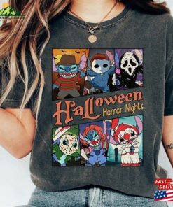 Retro Stitch Halloween Horror Nights Shirt Characters Scary Movie Hoodie Sweatshirt