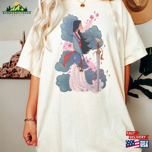 Retro Watercolor Mulan Princess Comfort Color Shirt Disney Unisex T-Shirt Sweater Sweatshirt