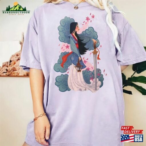 Retro Watercolor Mulan Princess Comfort Color Shirt Disney Unisex T-Shirt Sweater Sweatshirt