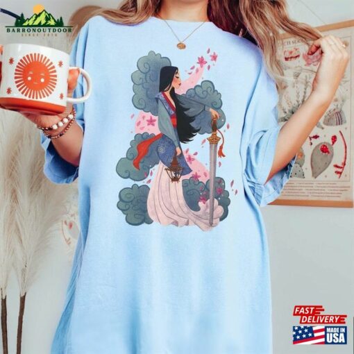 Retro Watercolor Mulan Princess Comfort Color Shirt Disney Unisex T-Shirt Sweater Sweatshirt