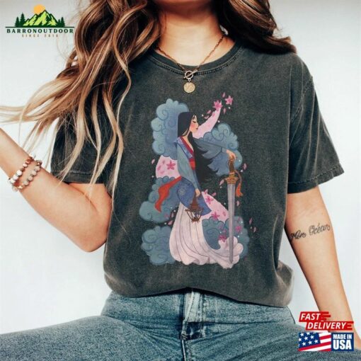 Retro Watercolor Mulan Princess Comfort Color Shirt Disney Unisex T-Shirt Sweater Sweatshirt