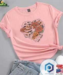 Rib Cage Is Decorated With Pumpkins And Flowers T-Shirt Halloween Sweatshirt Sweater Rib Cage Is Decorated With Pumpkins And Flowers T-Shirt Halloween Sweatshirt Sweater