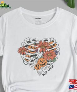Rib Cage Is Decorated With Pumpkins And Flowers T-Shirt Halloween Sweatshirt Sweater