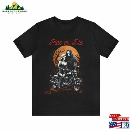 Ride Or Die Graphic Tee Grim Reaper Motorcycle Shirt Unisex Sweatshirt