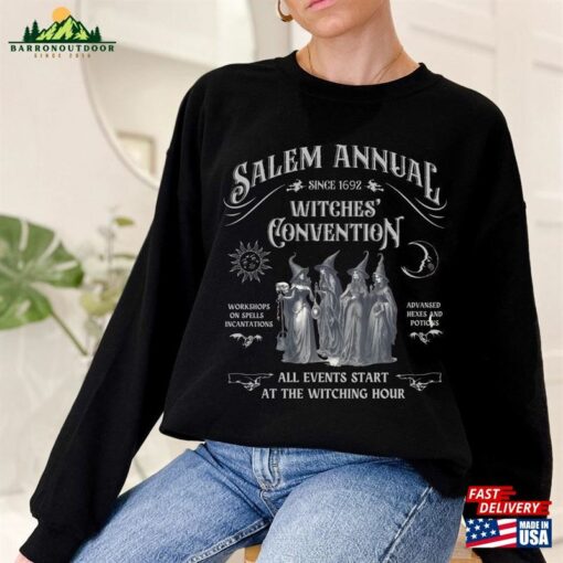 Salem Witch Convention Halloween T-Shirt Halloweentown Sweatshirt Ladies Ghost Tee Classic