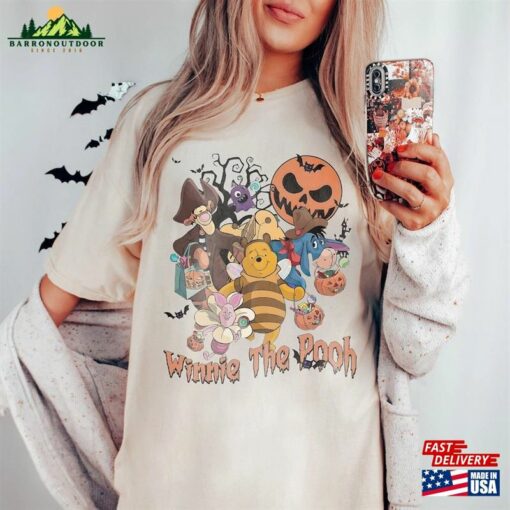 Scary Halloween Shirt Animated Bear And Friend Party Retro Spooky Season Tee Classic Hoodie