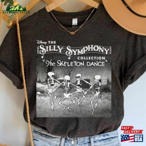 Silly Symphony The Skeleton Dance Halloween Dancing Vintage T-Shirt Classic Unisex