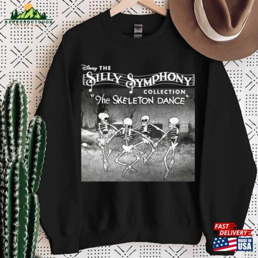 Silly Symphony The Skeleton Dance Halloween Dancing Vintage T-Shirt Classic Unisex